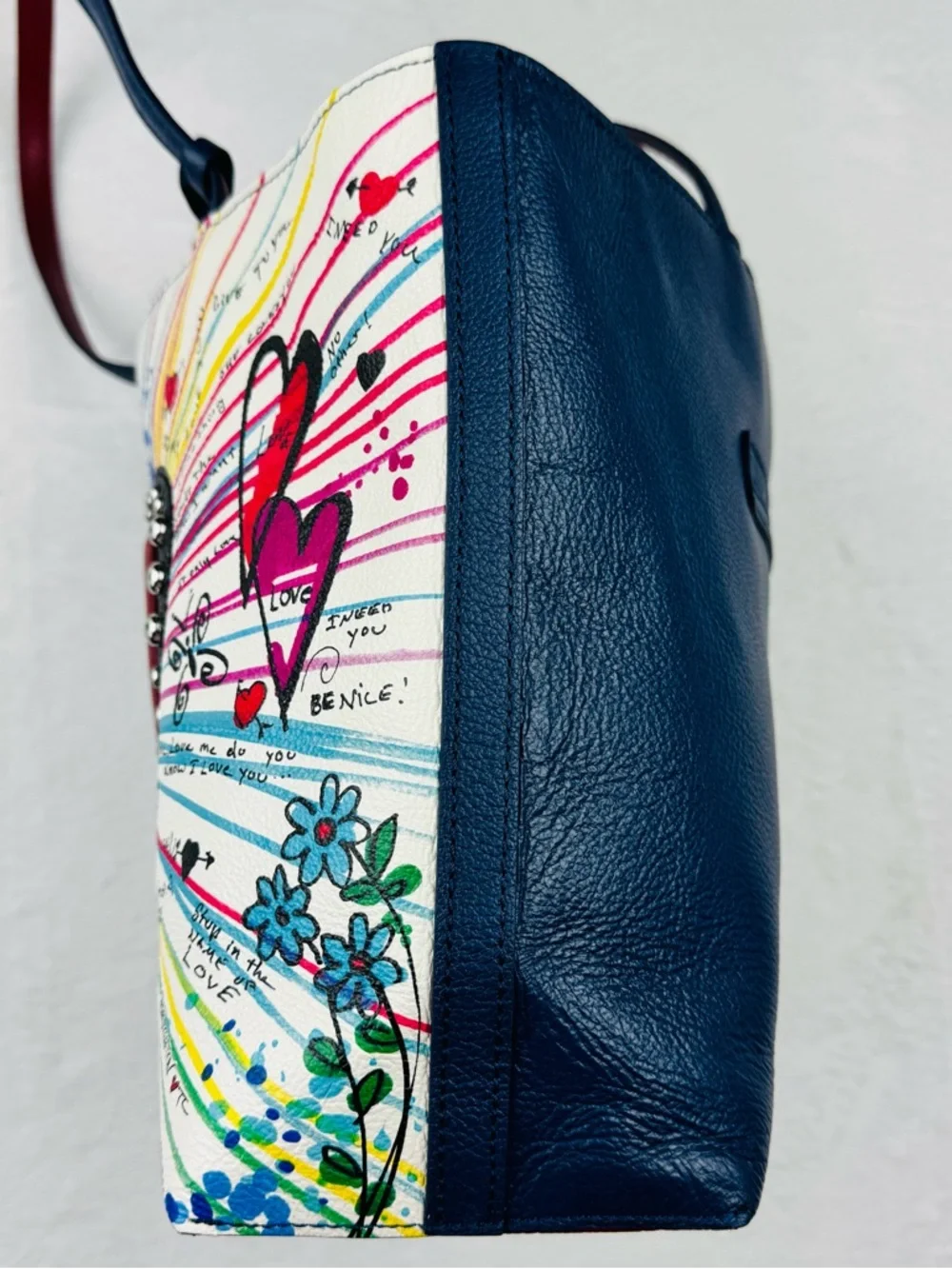 Brighton The Art of Love Tote, featuring a vibrant hand-drawn artwork.